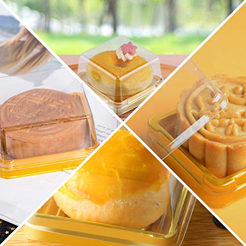 Cabilock 100 Piezas de Plástico Transparente Mini Caja de Pastel Caja de Muffins Mung Bean Cake Snow Mei Niang Caja con Tapas Transparentes
