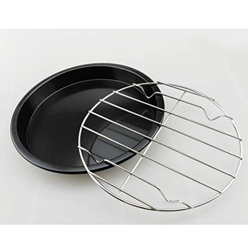 Cabilock 2 Uds Rejilla de Alambre de Barbacoa de Acero Inoxidable Rejilla de Vaporera Redonda Rejilla para Asar a La Parrilla para Carne de Pescado Y Verduras (22 Cm)