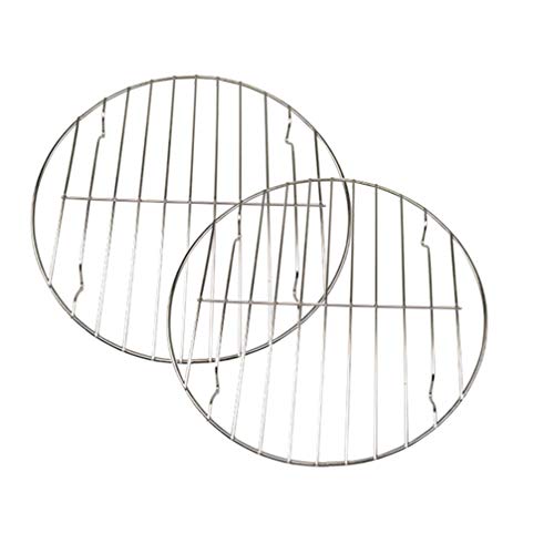 Cabilock 2 Uds Rejilla de Alambre de Barbacoa de Acero Inoxidable Rejilla de Vaporera Redonda Rejilla para Asar a La Parrilla para Carne de Pescado Y Verduras (22 Cm)