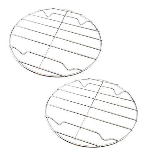Cabilock 2 Uds Rejilla de Alambre de Barbacoa de Acero Inoxidable Rejilla de Vaporera Redonda Rejilla para Asar a La Parrilla para Carne de Pescado Y Verduras (22 Cm)