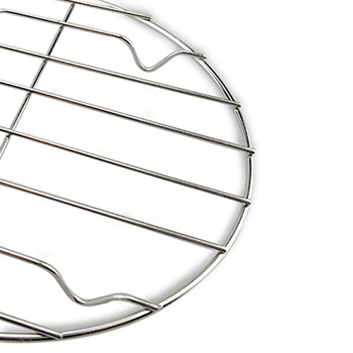Cabilock 2 Uds Rejilla de Alambre de Barbacoa de Acero Inoxidable Rejilla de Vaporera Redonda Rejilla para Asar a La Parrilla para Carne de Pescado Y Verduras (22 Cm)