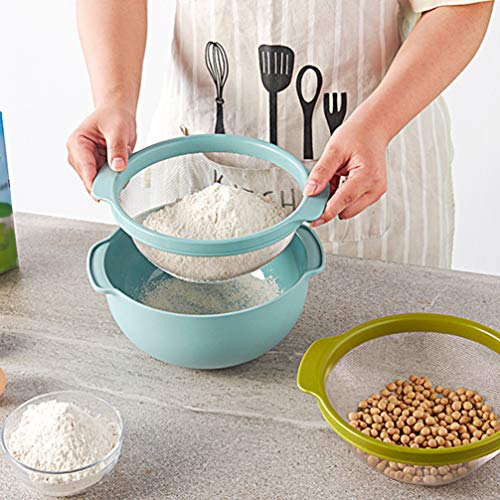 Cabilock Plato Tina Y Colador Set Vegetal Frutas Lavadora Secadora Escurridor Cuenco Plato Colador Cesta para Hornear Cocina Malla Fina Tamiz de Harina para Cocina Casera