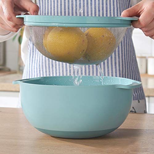 Cabilock Plato Tina Y Colador Set Vegetal Frutas Lavadora Secadora Escurridor Cuenco Plato Colador Cesta para Hornear Cocina Malla Fina Tamiz de Harina para Cocina Casera