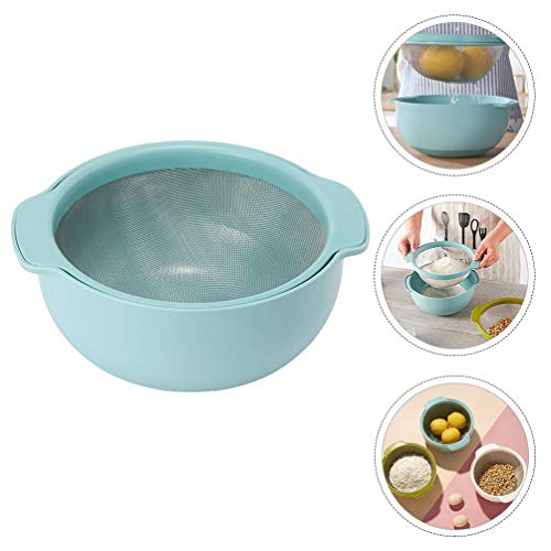 Cabilock Plato Tina Y Colador Set Vegetal Frutas Lavadora Secadora Escurridor Cuenco Plato Colador Cesta para Hornear Cocina Malla Fina Tamiz de Harina para Cocina Casera