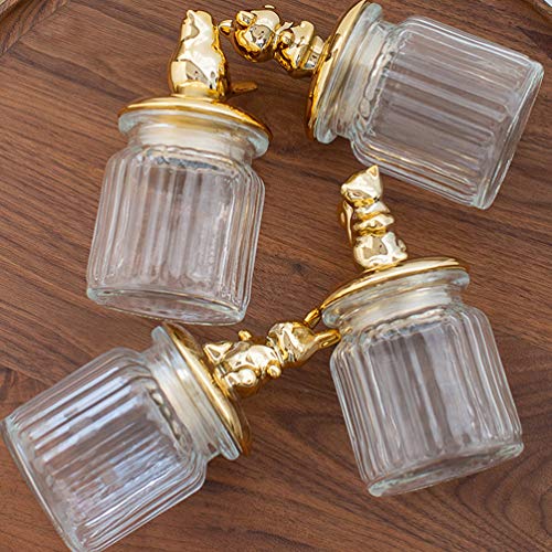Cabilock Recipientes de Tarro de Almacenamiento de Alimentos con Recipiente de Vidrio con Pájaro Conejo Tapas de Ardilla para Cocina Té Especia Caramelo Galleta Café Snack