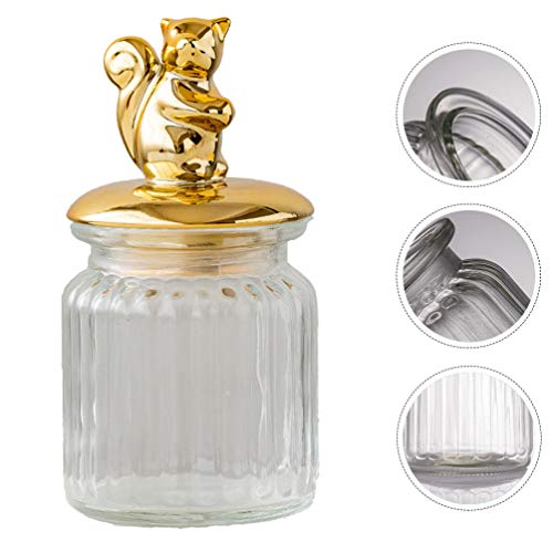 Cabilock Recipientes de Tarro de Almacenamiento de Alimentos con Recipiente de Vidrio con Pájaro Conejo Tapas de Ardilla para Cocina Té Especia Caramelo Galleta Café Snack