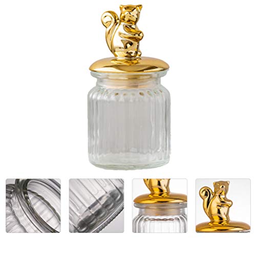 Cabilock Recipientes de Tarro de Almacenamiento de Alimentos con Recipiente de Vidrio con Pájaro Conejo Tapas de Ardilla para Cocina Té Especia Caramelo Galleta Café Snack