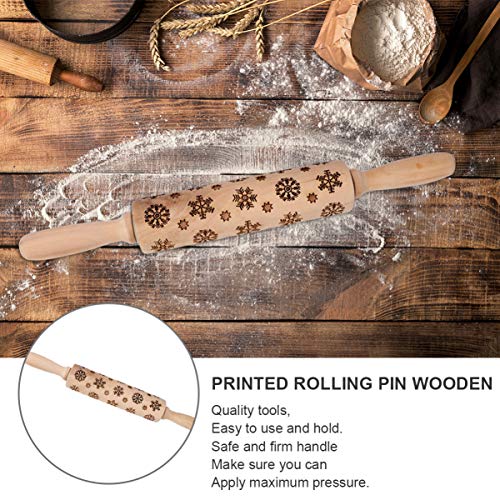 Cabilock Rodillos de Madera Navideños Copo de Nieve Tallado en Madera Rodillo Grabado con Patrón Navideño para Hornear Galletas Pan de Jengibre