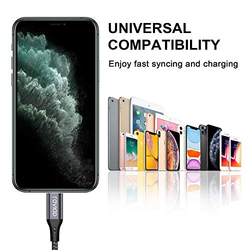 Cable Cargador iPhone, RAVAID [MFi Certificado] 1.2M Cable Lightning Carga Rápida Nylon Trenzado Compatible con iPhone 11 XS MAX XR X 8 Plus 7 Plus 6S 6 Plus 5 5S 5C SE iPad iPod - Gris