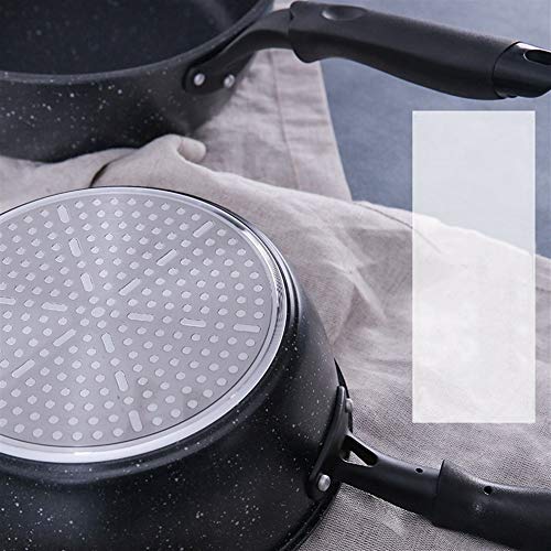 Cacerola 20 CM Maifan Stone Wok Sartén antiadherente Sartenes Sopa Olla sartén Utensilio de cocina multiusos Uso general for gas (Color : Black, Sheet Size : 20cm)