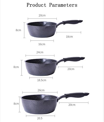 Cacerola 20 CM Maifan Stone Wok Sartén antiadherente Sartenes Sopa Olla sartén Utensilio de cocina multiusos Uso general for gas (Color : Black, Sheet Size : 20cm)