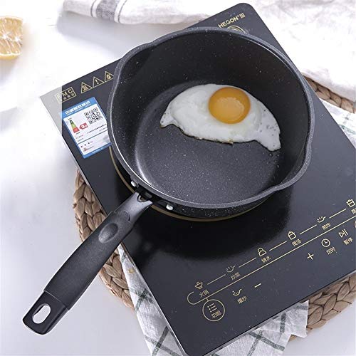 Cacerola 20 CM Maifan Stone Wok Sartén antiadherente Sartenes Sopa Olla sartén Utensilio de cocina multiusos Uso general for gas (Color : Black, Sheet Size : 20cm)