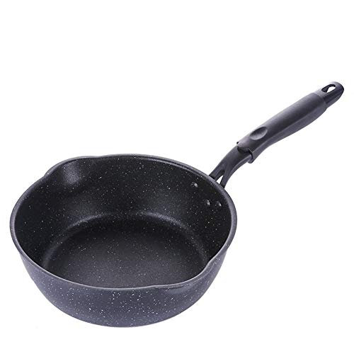 Cacerola 20 CM Maifan Stone Wok Sartén antiadherente Sartenes Sopa Olla sartén Utensilio de cocina multiusos Uso general for gas (Color : Black, Sheet Size : 20cm)