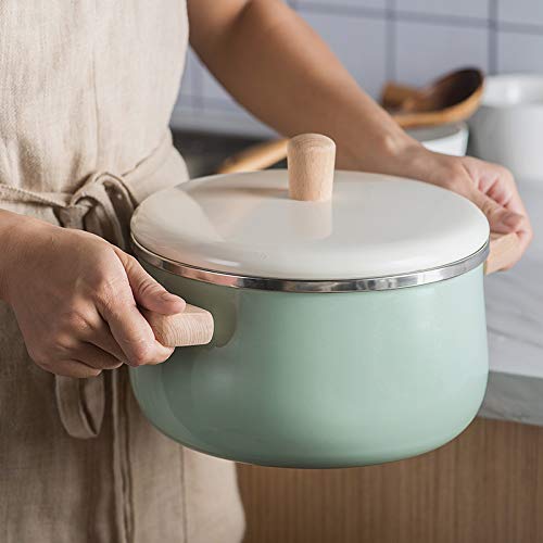 Cacerolas Olla De Leche Esmaltada De Porcelana De 16 Cm 1.7l Cocina Olla Antiadherente Mini Olla Con Tapa Cocina De Inducción Estufa De Gas Utensilios De Cocina Aplicables