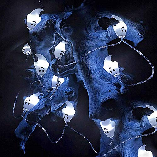 Cadena De Luces Fantasma Led, 20 LED 3 M Halloween Light String de Blanco Cálido, Luces de Cadena Fantasma de Halloween para decoración de Interiores y Exteriores Navidad, Partido Megade (Blanco)