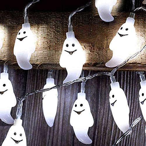 Cadena De Luces Fantasma Led, 20 LED 3 M Halloween Light String de Blanco Cálido, Luces de Cadena Fantasma de Halloween para decoración de Interiores y Exteriores Navidad, Partido Megade (Blanco)