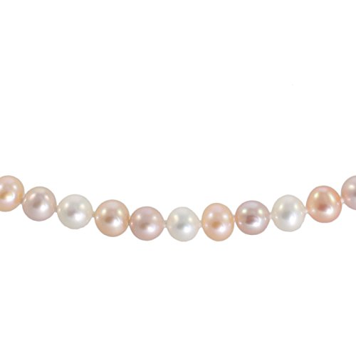 Cadena de plata de ley 925 – Collar con perlas de cultivo de agua dulce 3 colores – Blanco Albaricoque rosa – collar