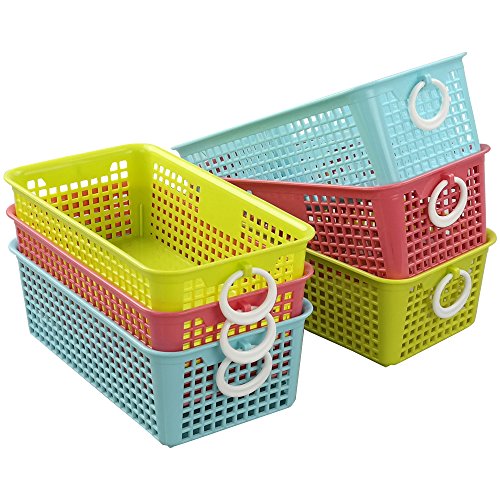 Cadine - Cesta de almacenamiento de plástico rectangular pequeña, paquete de 6