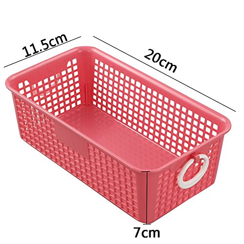 Cadine - Cesta de almacenamiento de plástico rectangular pequeña, paquete de 6