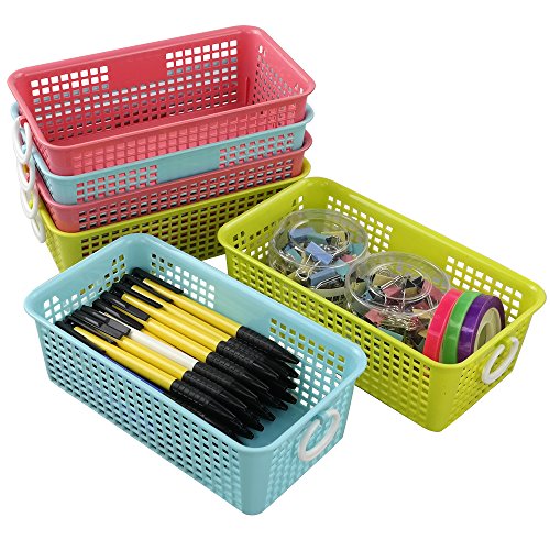 Cadine - Cesta de almacenamiento de plástico rectangular pequeña, paquete de 6