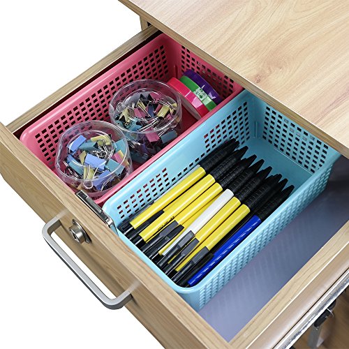 Cadine - Cesta de almacenamiento de plástico rectangular pequeña, paquete de 6