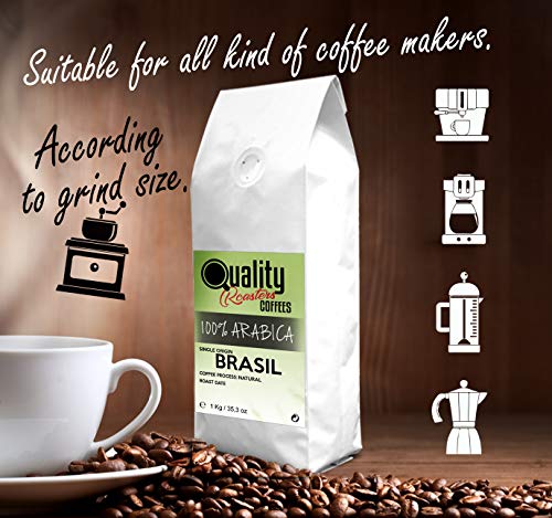 ☕Café en grano natural. 100% Arabica. Origen único Brasil, 1kg. Tostado artesanal.