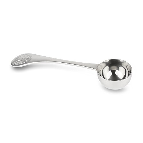 Café Ole CS-325/C Olé Cucharada Granos de café molidos con Elegante Grabado Mango Espresso Shot, Acero Inoxidable, metalizado