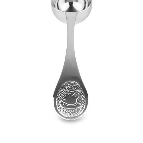 Café Ole CS-325/C Olé Cucharada Granos de café molidos con Elegante Grabado Mango Espresso Shot, Acero Inoxidable, metalizado