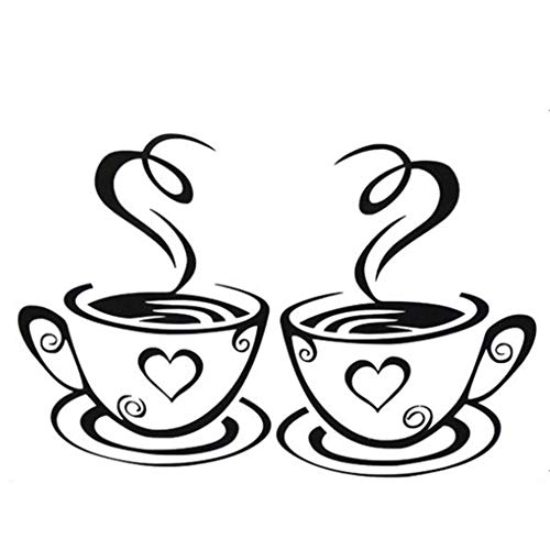 Café Tazas pared Pegatinas Decal Cocina Restaurante Pegatinas de Pared Estilo de Cafe con leche Etiqueta de Pared para decoracion Hall Dormitorio DIY vinilo desmontables adhesivos