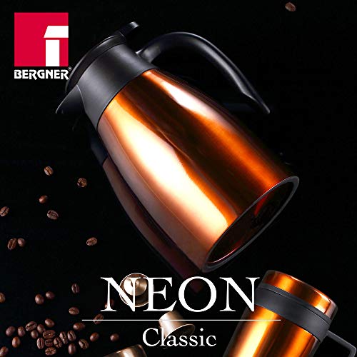 Cafetera 1,5l en acero inoxidable color naranja Bergner colección Neon Classic