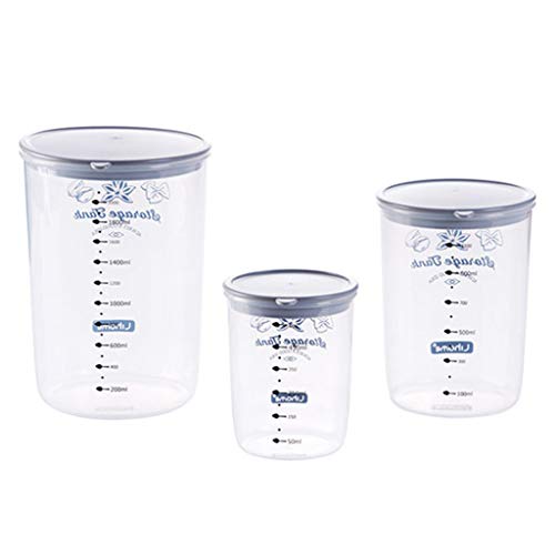 caja Caja De Almacenamiento De Cocina Contenedor De Almacenamiento De Alimentos Sello HerméTico De PláStico - Seguridad - Tanque De Almacenamiento Transparente Juego De Cocina De Gran Capacidad 3 Ju