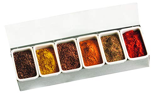 Caja con Contenedores o Bandejas para Especias. Dimensiones: 45.8 x 14.7 x 9.3 cm