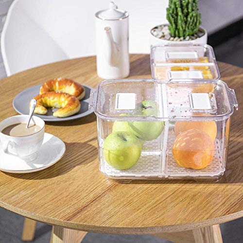 Caja de almacenaje De Drenaje de plástico Sellado refrigeradores Dobles Cocina de Almacenamiento de Drenaje de la Caja de almacenaje frigorífico Vegetal del envase Tapa Organizador (Color : L)