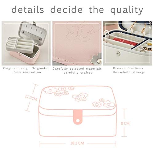 Caja de almacenamiento N / A Lucky Clover Joyero de cuero sintético collar anillo organizador de almacenamiento, para pendientes, anillos/collar (color: blanco)