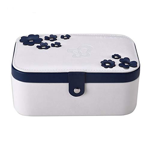 Caja de almacenamiento N / A Lucky Clover Joyero de cuero sintético collar anillo organizador de almacenamiento, para pendientes, anillos/collar (color: blanco)