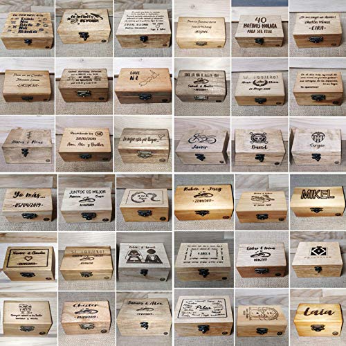 CAJA de MADERA PERSONALIZADA con grabado láser. VARIOS TAMAÑOS DISPONIBLES