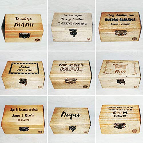 CAJA de MADERA PERSONALIZADA con grabado láser. VARIOS TAMAÑOS DISPONIBLES