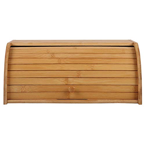 Caja De Pan De Bambú Grande, Caja De Pan con Tapa Enrollable De Bambú Natural, Almacenamiento De Alimentos En La Cocina, Recipiente De Pan para Encimera De Cocina, 15.8x10.6x6.8in - Autoensamblaje