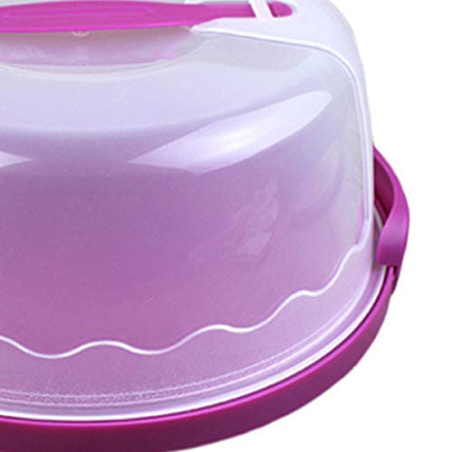 Caja de pastel redonda Portador de pastel portátil Soporte de almacenamiento de repostería Caja de tapa de contenedor de postre Caja de embalaje para hornear (Púrpura)