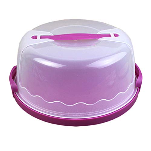 Caja de pastel redonda Portador de pastel portátil Soporte de almacenamiento de repostería Caja de tapa de contenedor de postre Caja de embalaje para hornear (Púrpura)