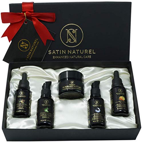 Caja de Regalo Antiedad Orgánico Regalos para Mujer Serum Facial Antiarrugas Ácido Hialurónico and Serum Vitamina ACE, Crema Facial, Gel de Aloe Vera, Aceite de Argán