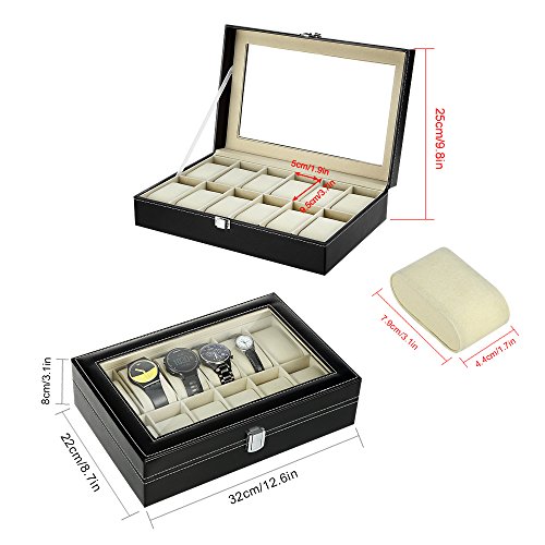 Caja de Relojes Estuche para Relojes y joyeros con 12 Compartimentos