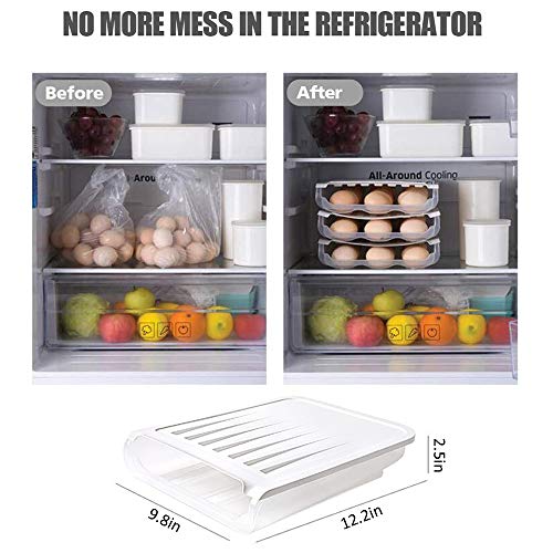 Caja Envase para Huevos, Cartón de Huevos Plástico, con Desplazamiento Automático Soporte De Huevo, Apilable El Complemento De Cocina Imprescindible