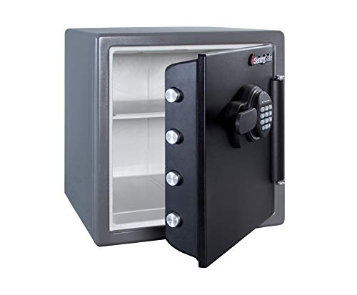 Caja Fuerte Sentry Fire-Data de Rottner,ignifuga con 60 minutos de protección contra incendios, Resistencia al agua, Cerradura electrónica con sistema LCD avanzado,Kit de fijación incluido