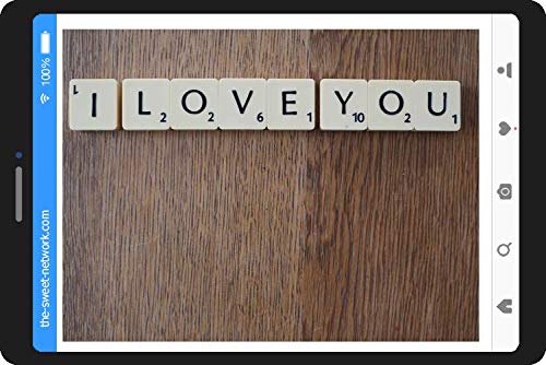 Caja golosinas Facebook 23x23cm con mensaje I LOVE YOU, su interior contiene 750g de golosinas Love