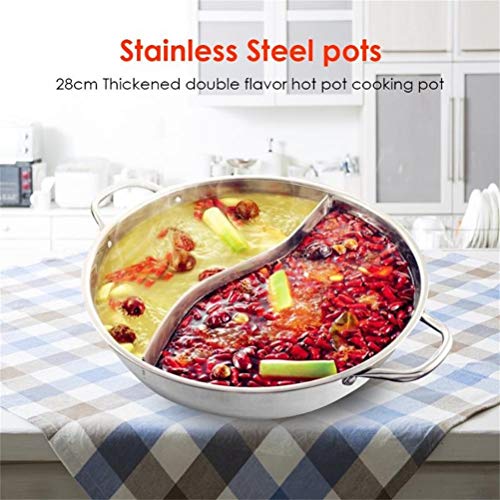Calayu Hot Pot Cooker - Olla de acero inoxidable (28 cm, tipo S, apta para cocinas de gas, inducción, cocina eléctrica