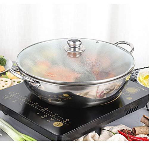Calayu Hot Pot Cooker - Olla de acero inoxidable (28 cm, tipo S, apta para cocinas de gas, inducción, cocina eléctrica