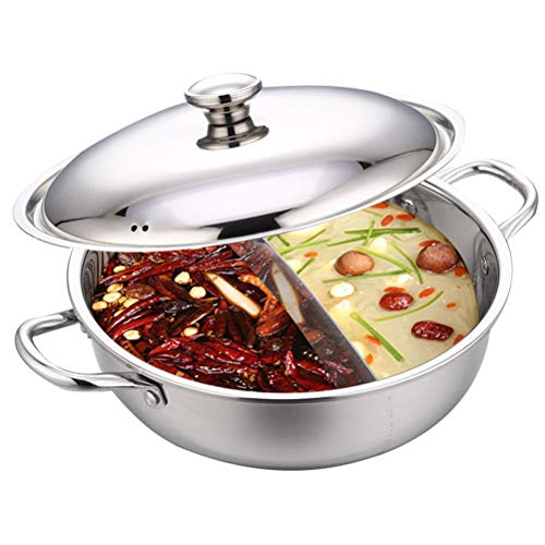 Calayu Hot Pot Cooker - Olla de acero inoxidable (28 cm, tipo S, apta para cocinas de gas, inducción, cocina eléctrica