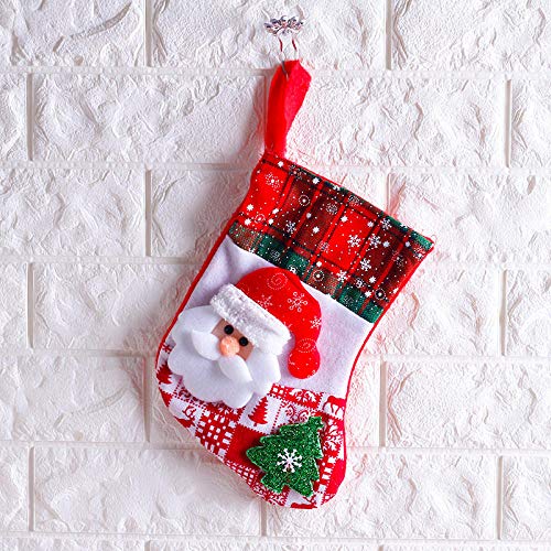 Calcetín De Navidad,Muñeco de Nieve Santa Claus Christmas Mini Stocking Adorno de árbol de Navidad Regalos para niños Bolsa de Dulces de Navidad 2021Feliz Navidad Decoración para el hogar-Menta Verde