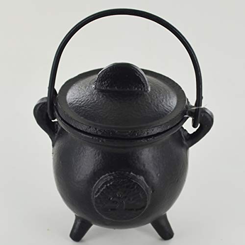 Caldero de hierro fundido con diseño de árbol de la vida, brujería y magia, para pociones de Wicca, regalo de neopaganismo